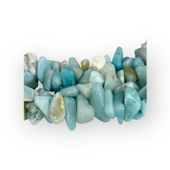 new Larimar Dolphin Stone Collar Necklace ❤︎ Woven Chips ❤︎ Stones Gems Crystals - Picture 7 of 16